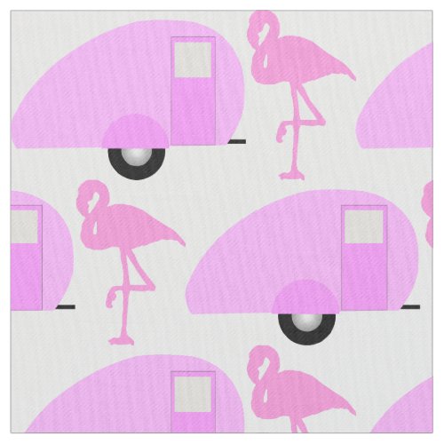 Retro Teardrop Camper Pink Flamingo Fabric