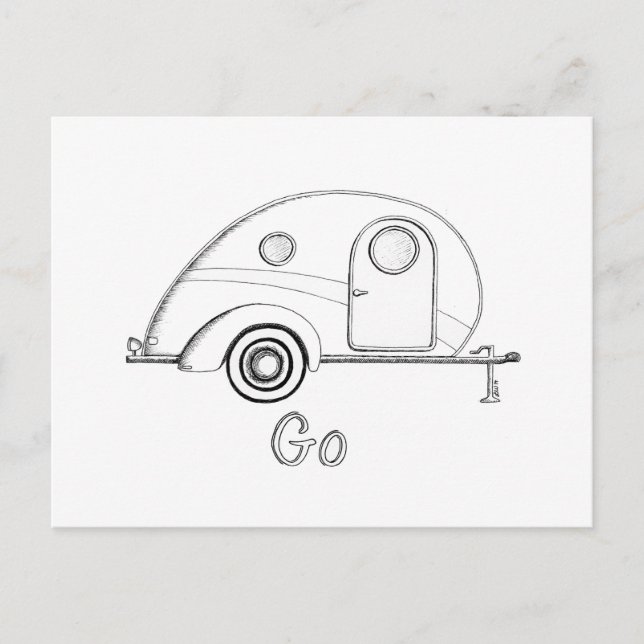 Retro Teardrop Camper Postcard (Front)