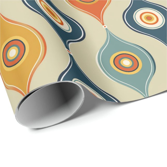 Retro Teardrop Gift Wrap – Vibrant Mid-Century  (Roll Corner)
