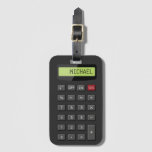 Retro Tech Funny Calculator Look Custom Name Luggage Tag at Zazzle