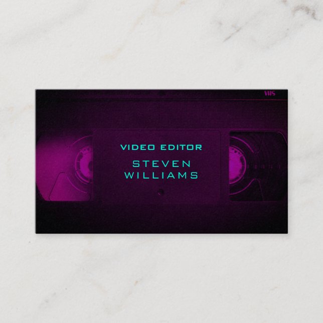 Retro tech modern colored business card (Front)
