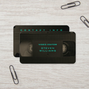 Retro tech modern colored style business card