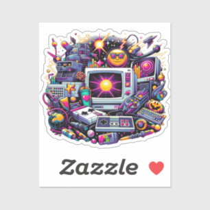 Retro Tech Playground: A Nostalgic 90s Odyssey Sticker
