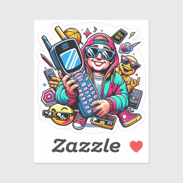 Retro Tech Playground: A Nostalgic 90s Odyssey Sticker (Sheet)