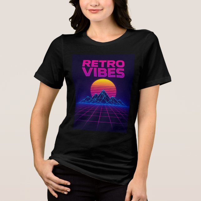 Retro Tech Vibes Neon Synthwave Design Shirt (Front)