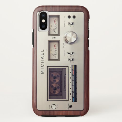 Retro Tech Vintage Stereo Recorder Wooden Cabinet iPhone X Case