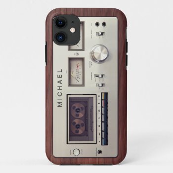 Retro Tech Vintage Stereo Recorder Wooden Cabinet Iphone 11 Case by CityHunter at Zazzle