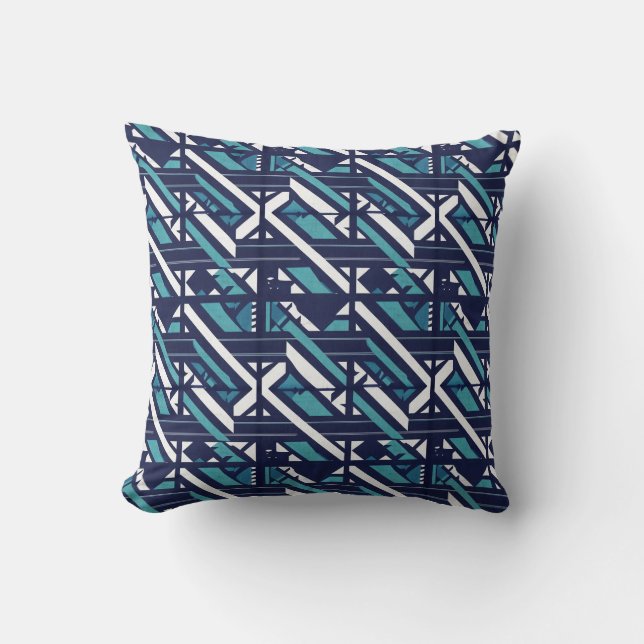Retro Techno Stripes – Abstract Geometric Digital  Throw Pillow (Front)