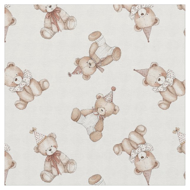 Retro Teddy Bear nostalgia Ruffle checkered  Fabric (Close Up)