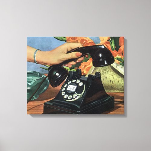 Retro Telephone with Rotary Dial Vintage Business Canvas Print