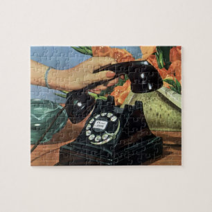 Retro Telephone with Rotary Dial, Vintage Business Jigsaw Puzzle