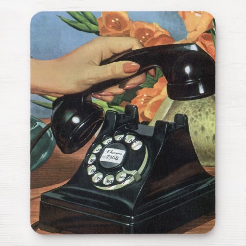 Retro Telephone with Rotary Dial Vintage Business Mouse Pad