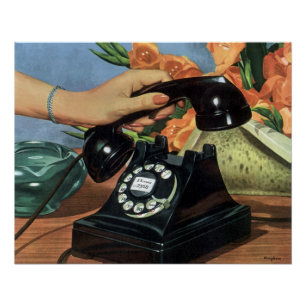 Retro Telephone with Rotary Dial, Vintage Business Poster