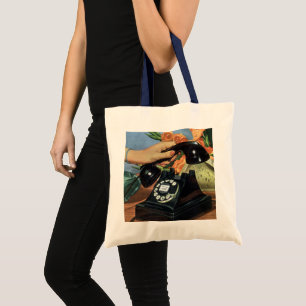 Retro Telephone with Rotary Dial, Vintage Business Tote Bag