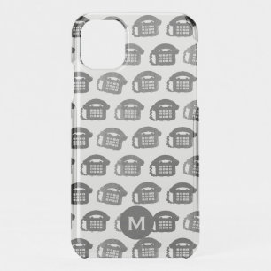Retro Telephones Black and White Pattern iPhone 11 Case