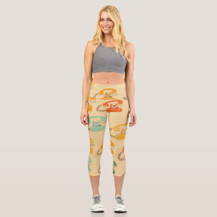 Retro telephones, colorful seamless pattern. capri leggings