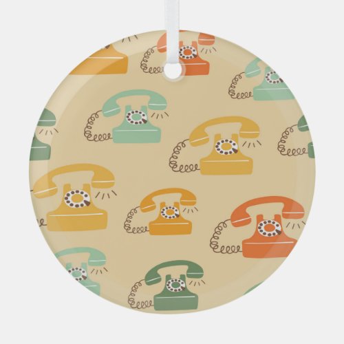 Retro telephones colorful seamless pattern glass ornament