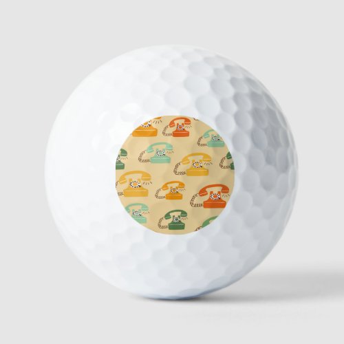 Retro telephones colorful seamless pattern golf balls
