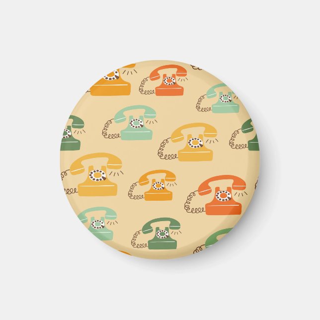 Retro telephones, colorful seamless pattern. magnet (Front)