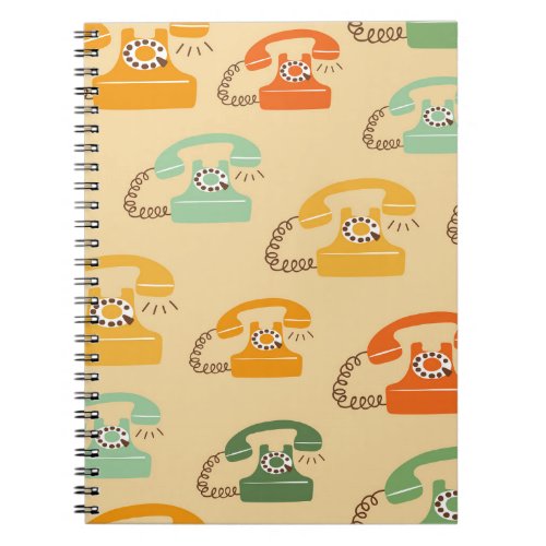 Retro telephones colorful seamless pattern notebook