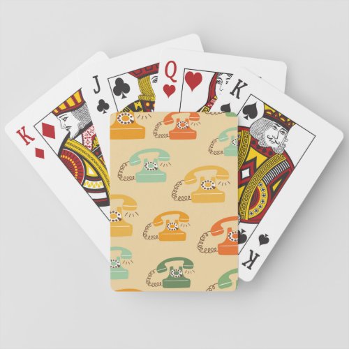 Retro telephones colorful seamless pattern playing cards