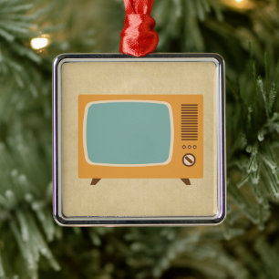 Retro Television Set Metal Ornament