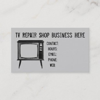Retro Television Set Repair Shop Business Card by camcguire at Zazzle