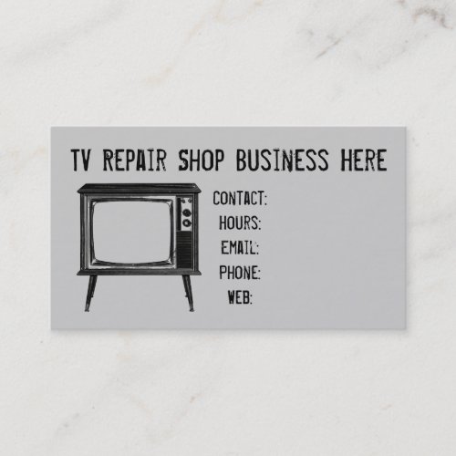 Retro Television Set Repair Shop Business Card