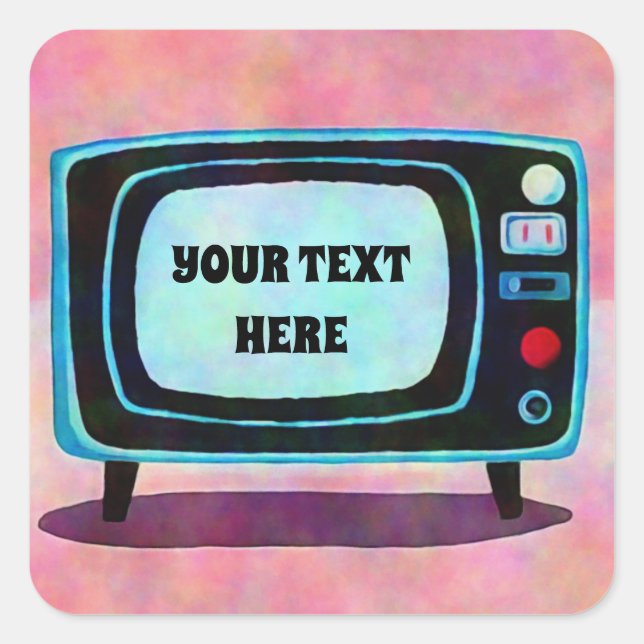 Retro Television Square Sticker (Front)