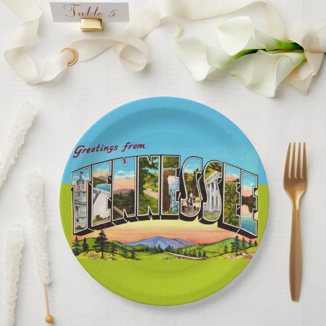 Retro Tennessee Greeting  Paper Plates (Wedding)