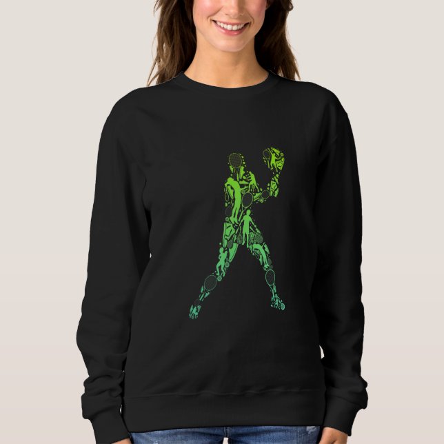Retro tennis player match ball man with bat sweatshirt (Front)