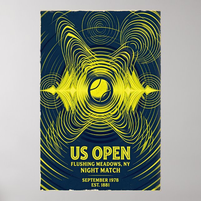 Retro Tennis Poster, US Open Night Match (Flushing Poster (Front)
