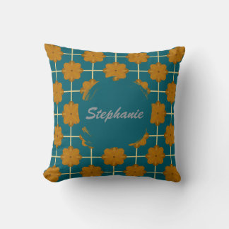 Retro Terra Bloom Floral Tile Throw Pillow