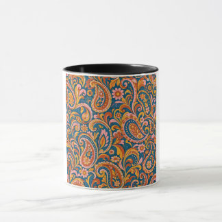 Retro Terracotta and Navy Blue Seamless Paisley Pa Mug