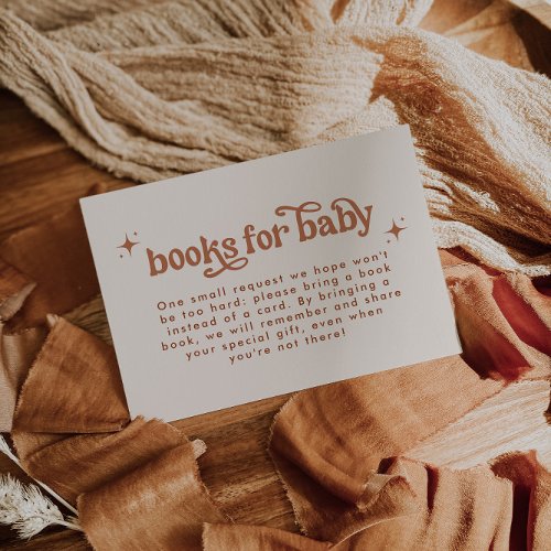 Retro Terracotta Baby Shower Books For Baby Enclosure Card