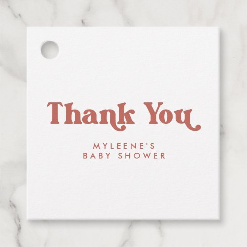 Retro Terracotta Baby Shower Thank You Favor Tags