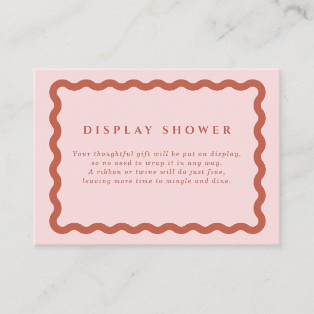 Retro Terracotta & Blush Wavy Frame Display Shower Enclosure Card (Front)