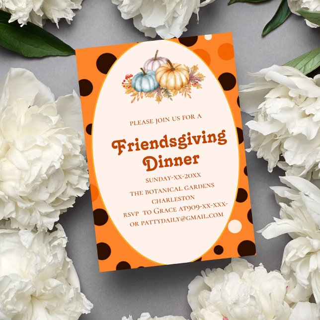 retro terracotta botanical fall  Friendsgiving  Invitation (Creator Uploaded)