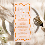 Retro  terracotta curve squiggle wavy wedding menu<br><div class="desc">A cool bold wedding menu with custom names with a hand written calligraphy and serif font,  2 names ,  two styles with Retro boho  terracotta curve squiggle wavy wedding. All the text,  names and background colors are customizable for you to mix and match your wedding suite.</div>