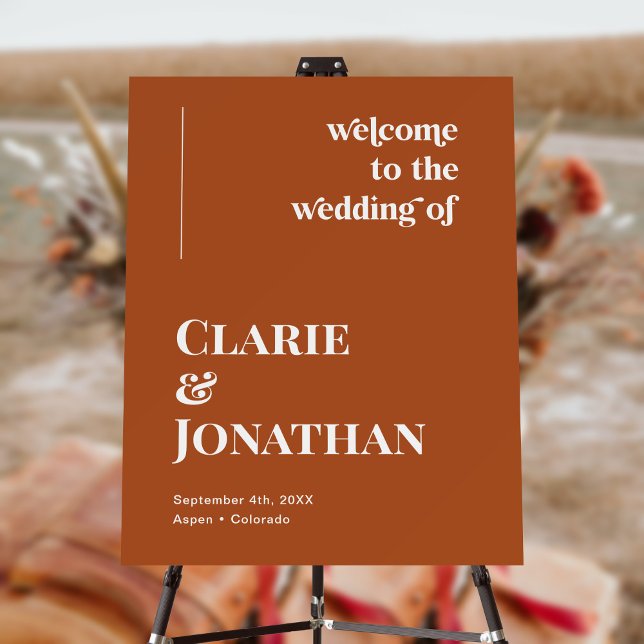 Retro Terracotta Fall Wedding Welcome  Foam Board (Creator Uploaded)