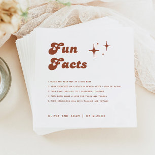 Retro Terracotta Fun Facts Wedding Napkins