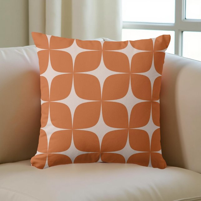 Retro Terracotta Mid Century Modern Geometric Boho Throw Pillow (Creator Uploaded)