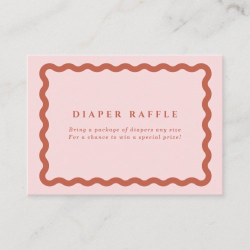 Retro Terracotta  Pink Baby Shower Diaper Raffle  Enclosure Card