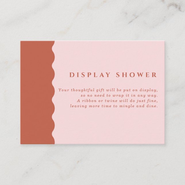 Retro Terracotta & Pink Wavy Display Shower Enclosure Card (Front)