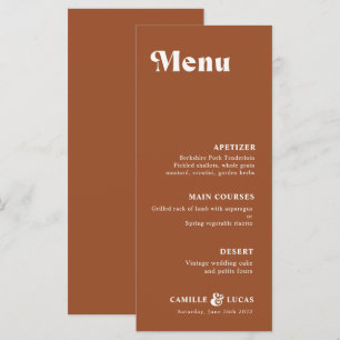 Retro Terracotta Rust Wedding Menu