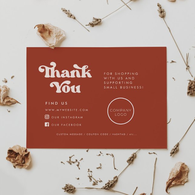 Retro terracotta Thank you package insert card (Creator Uploaded)