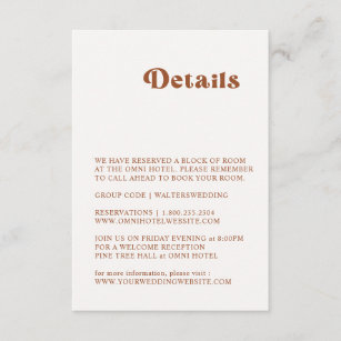 Retro Terracotta Wedding Details Enclosure Card
