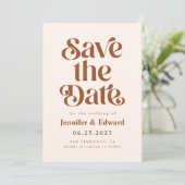 Retro Terracotta Wedding  Save The Date (Standing Front)