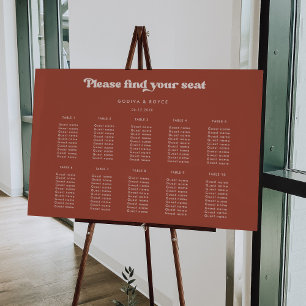 Retro Terracotta Wedding Seating Chart Sign