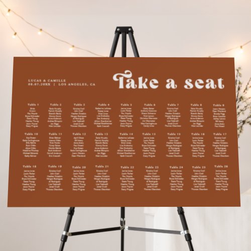 Retro Terracotta Wedding seating charts  Foam Board